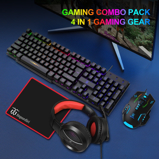 Gaming Keyboard and Mouse Combo 4-in-1 Wired Gaming Set with Headset Mouse Pad for PC Xbox PS4 for an Everyday Personal Care Routine
