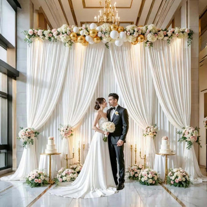 Elegant Fabric Backdrop Curtains 4pcs with Poles 59x85in Non-Transparent Wrinkle-Free Party Photo for an Everyday Personal Care Routine