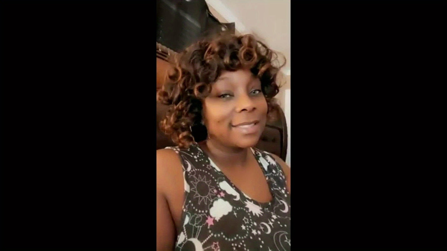 Synthetic Wig 14-Inch Kinky Curly Afro with Bangs in Black, Black-Brown or Golden 33/27 for Daily Style