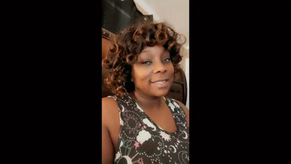 Synthetic Wig 14-Inch Kinky Curly Afro with Bangs in Black, Black-Brown or Golden 33/27 for Daily Style