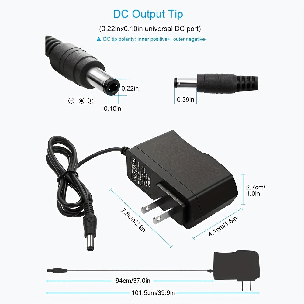 Fixed 5V 2A 10W AC/DC Power Adapter with Eight Tips, Type-C, Micro-USB and Barrel Connectors