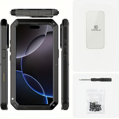 Metal Silicone Heavy Duty iPhone Case Full Body Protection – Anti-Drop Dustproof Shockproof Cover for iPhone 11 12 13 14 15 16 17 Air Plus