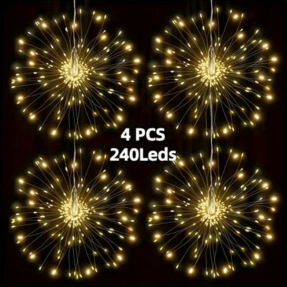 Solar Starburst Lantern Fairy Lights Outdoor 5 Pack 450 LED – Remote & Timer, 8 Modes, Adjustable Brightness
