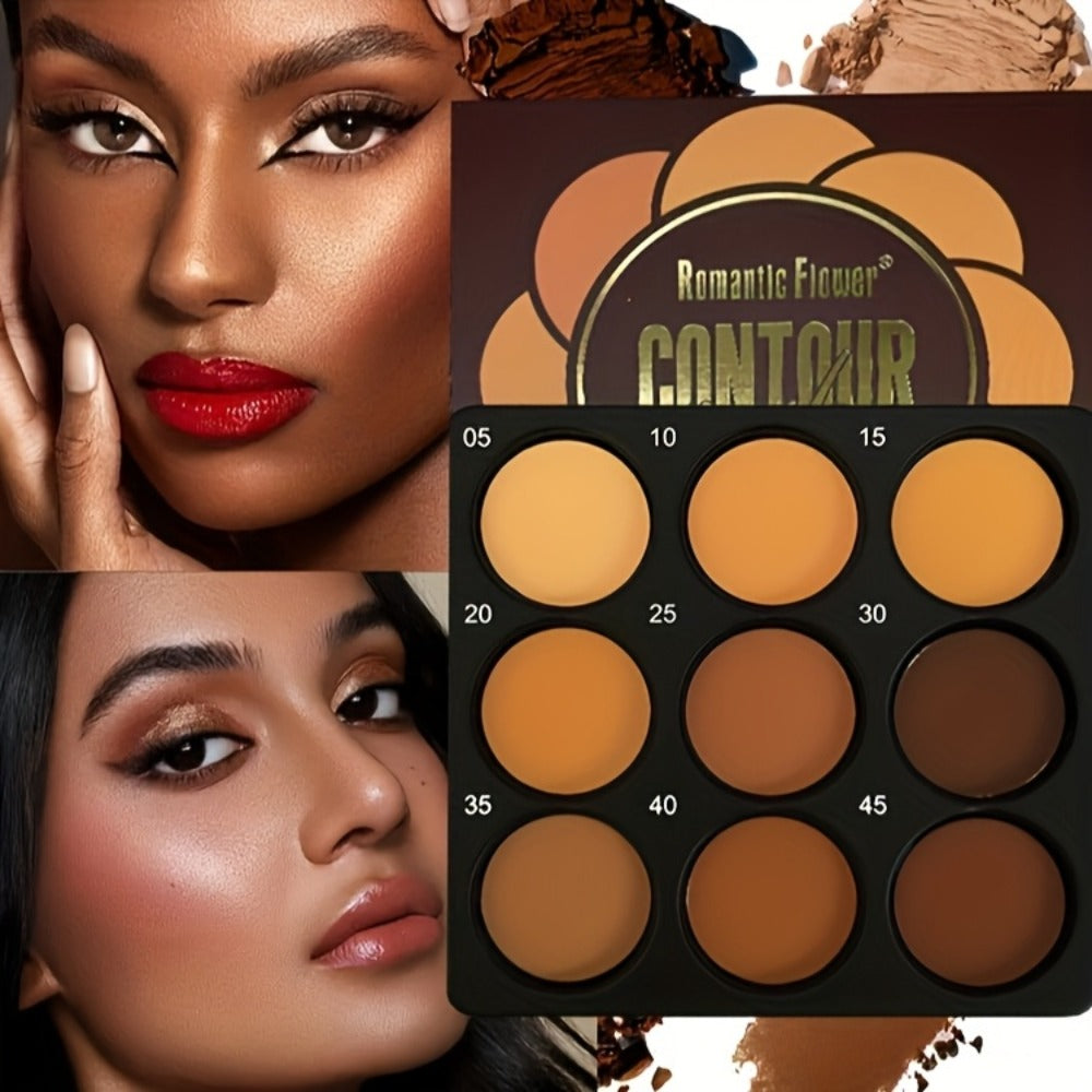 9 Color Contour Palette Matte Waterproof Full Coverage Concealer Eyeshadow Foundation Primer Oil Control 3D Face Sculpting Natural Makeup