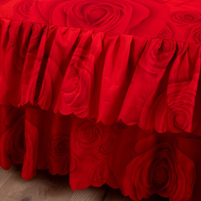 Floral Bed Skirt Set 3-Piece, 1 Ruffled Dust Ruffle Bed Skirt + 2 Pillowcases, Peony & Botanical Print