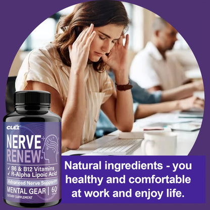 Nerve Renew Capsules with Vitamin B Complex & R-Alpha Lipoic Acid, Neuro Botanical Antioxidant Blend for Nerve Health