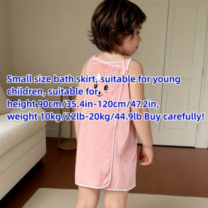 Bunny Ears Bath Towel Wrap for Girls - 250GSM Microfiber Cartoon Bath Skirt, Cute Kawaii Robe for Ages 6-12