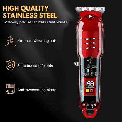 Hair Clipper Kit for Men Cordless USB Rechargeable LCD Screen Beard Trimmer Hair Cutting Set for Entryways, Bedrooms and Living Spaces