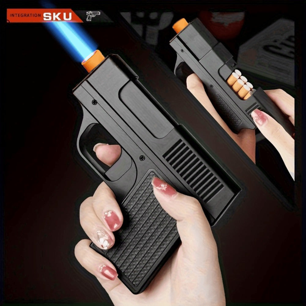 Blue Flame Torch Lighter with Adjustable Flame, Windproof Butane Cigar Lighter for BBQ Outdoor Survival Kitchen