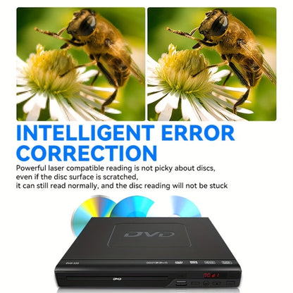 1080P Full Region DVD Player for Elderly, HD AV Output USB Direct Read Smart Error Correction, Easy Home DVD Player with Remote Control