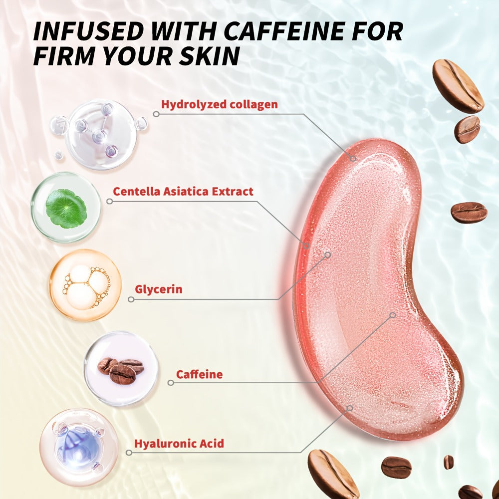 Caffeine Eye Mask 25 Pairs Under Eye Patches with Collagen Hyaluronic Acid Glycerin – Reduces Dark Circles Puffiness Firms & Hydrates Korean