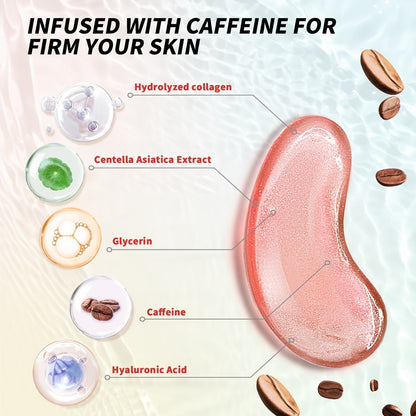 Caffeine Eye Mask 25 Pairs Under Eye Patches with Collagen Hyaluronic Acid Glycerin – Reduces Dark Circles Puffiness Firms & Hydrates Korean