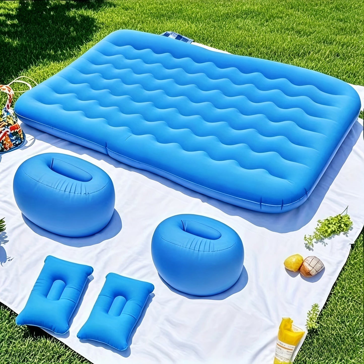 SUV Air Mattress Inflatable Car Bed Portable Camping Mattress Universal Flocked Blow Up Bed for SUV Trunk Back Seat with Storage Bag Repair