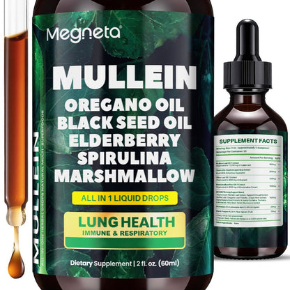 Mullein Leaf Liquid Drops for Lung Health & Respiratory Support, Natural Herbal Formula for Breathing Comfort