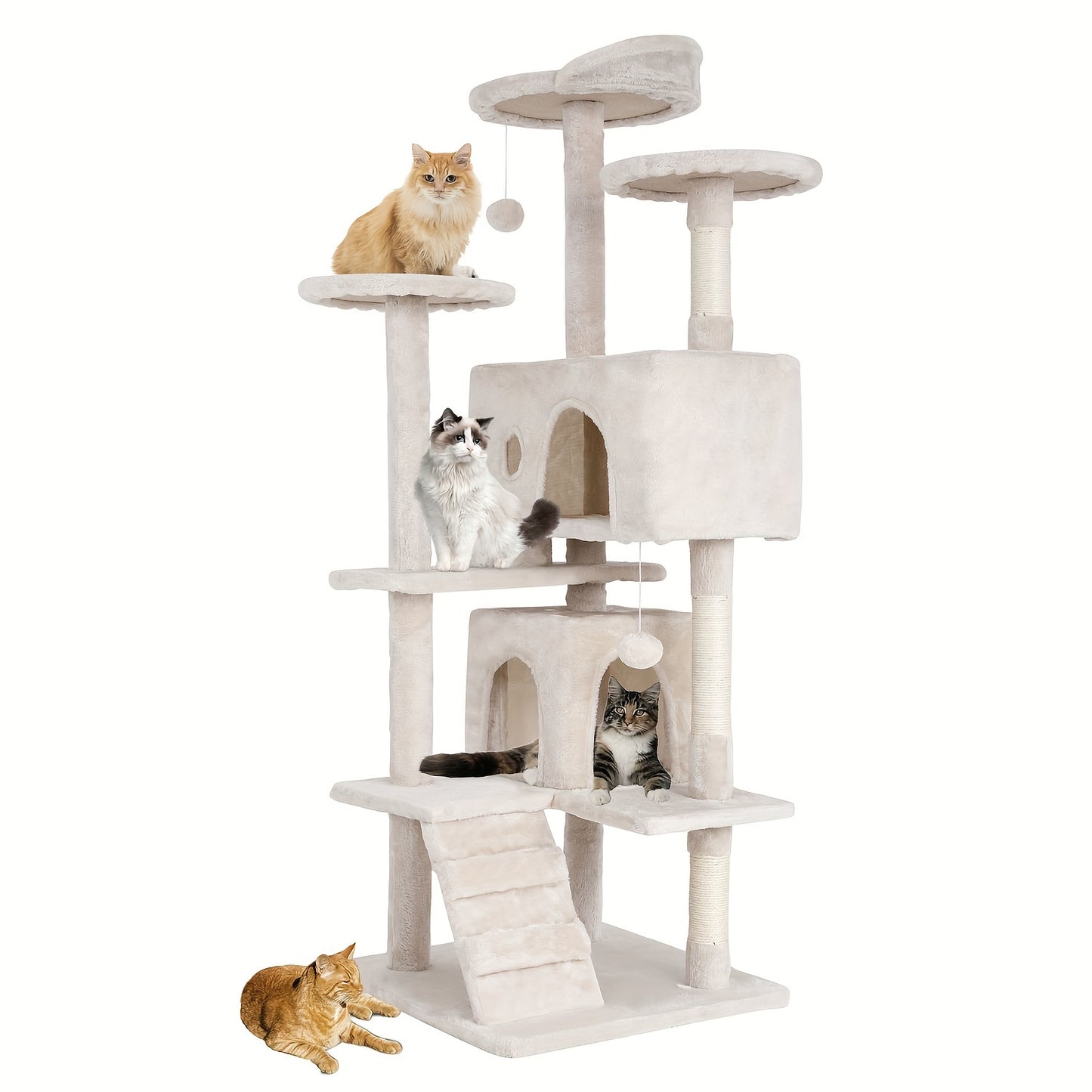 Cat Tree Tower Multi-Layer with Scratching Post, Perch Platforms & Cat Apartments – Tall Cat Climbing Frame for Indoor Cats