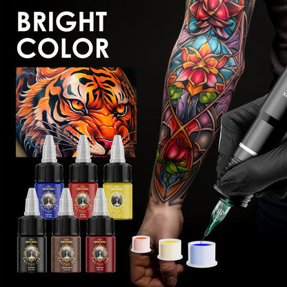 Tattoo Ink 14- or 21-Color Set with 0.5oz 15ml Bottles and Two Palette Choices for Color Selection