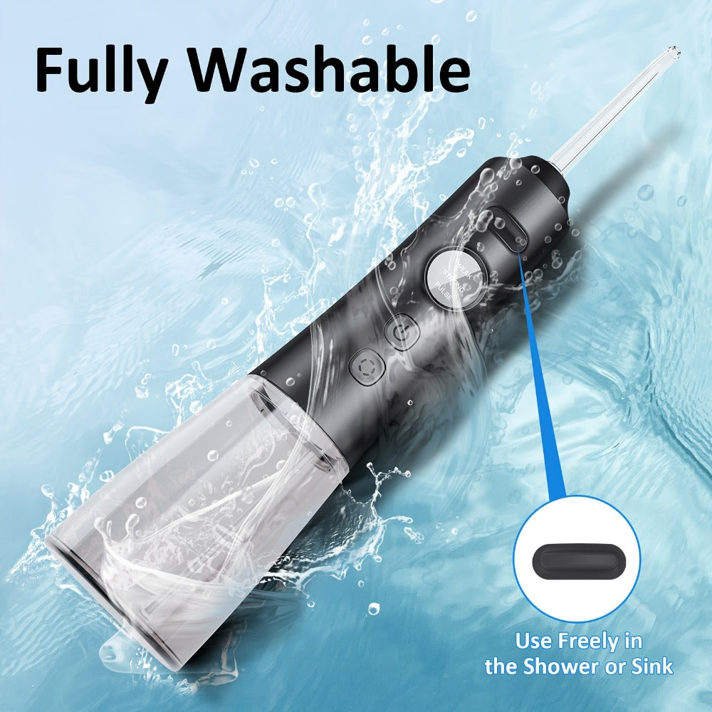 Water Flosser Srivdk Cordless Oral Irrigator with 300ml Tank, Three Pressure Modes, Six Nozzles and USB-C Charging