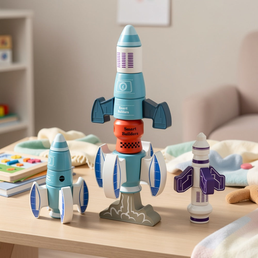 Magnetic Robot Building Toy for Kids Ages 3-5, 33-Piece STEM Stacking Playset with Storage Box, Rocket Robot & Monster Styles