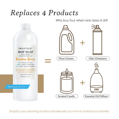 Concentrated Floor Cleaner 4X Formula 32 fl oz, SWANTALK Mop Soap Multi-Surface Streak-Free Floor Wash