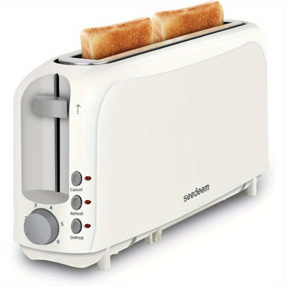 Slim Toaster 2-Slice – SEEDEEM 6-Setting Shade Control, Cancel, Reheat & Defrost, Removable Crumb Tray, 750W Compact Fits-Anywhere Design