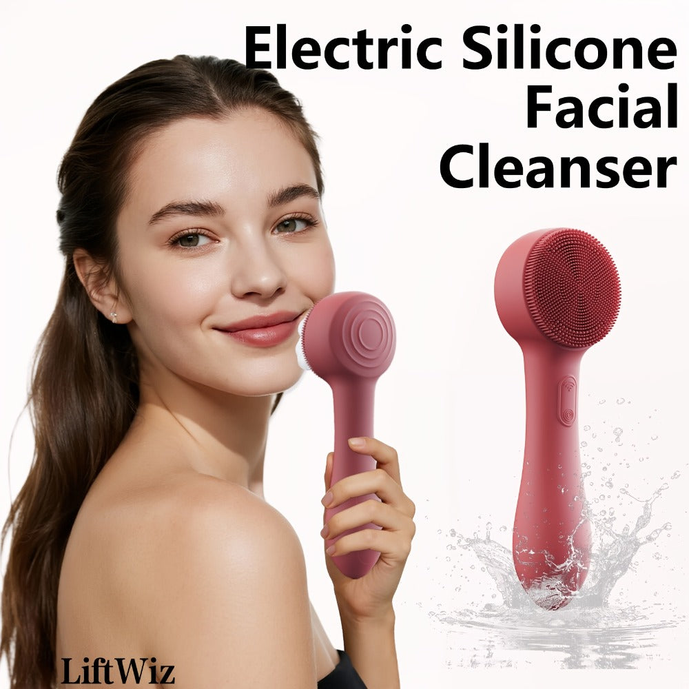 Silicone Facial Cleansing Brush Electric Face Scrubber 12000 Vibrations IPX7 USB Rechargeable Heat Massage for Home or Salon Spa Use