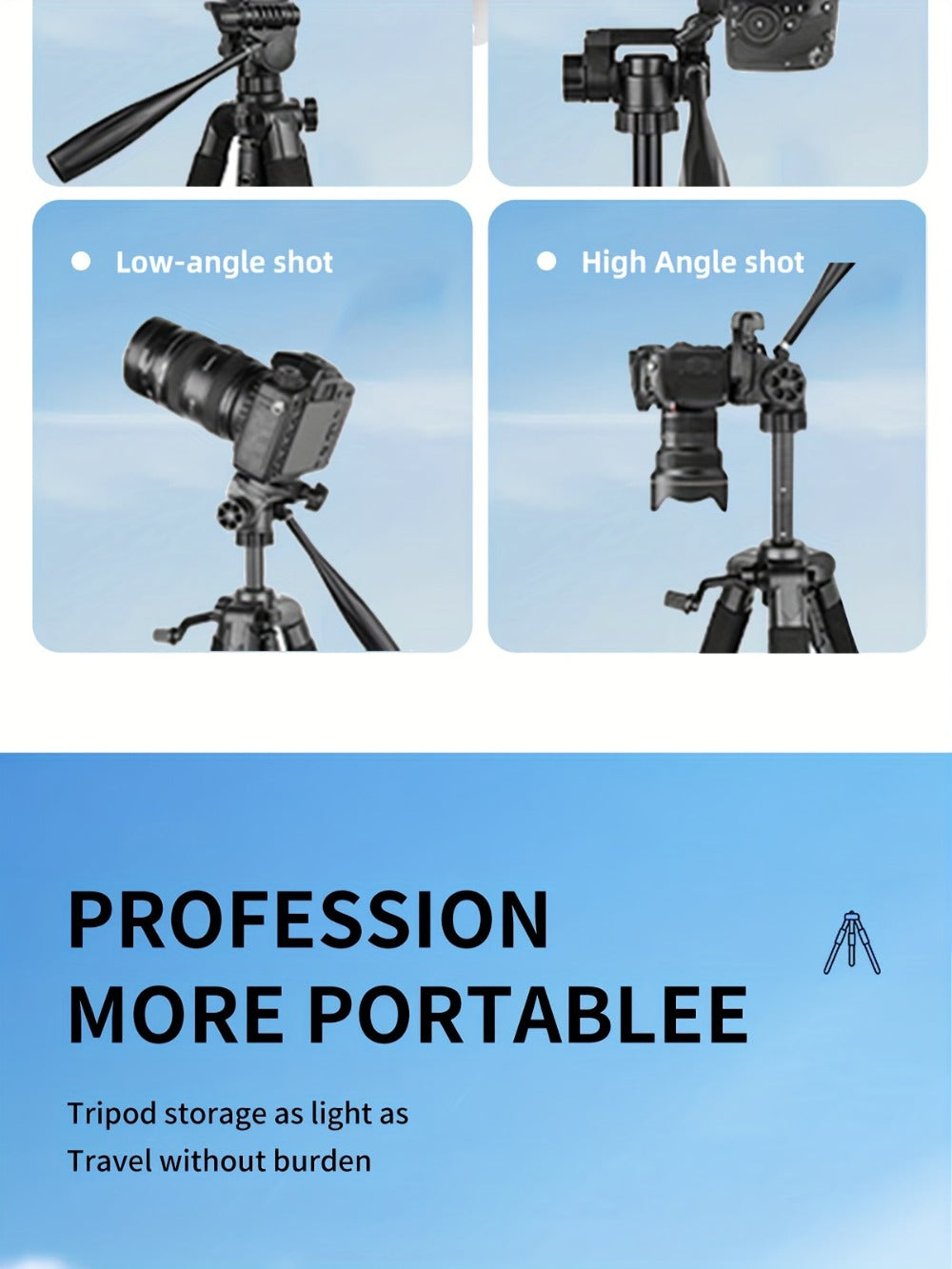 Camera Tripod 74 Inch Aluminum Alloy with Dual Quick Release Plate, Phone Clip & Carrying Bag, Professional Stand for DSLR