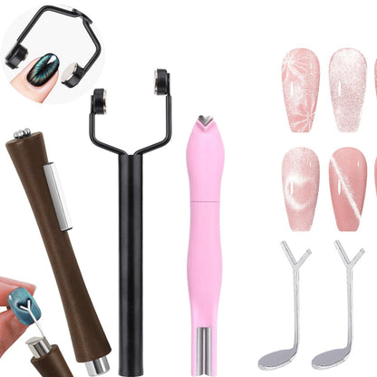 4-in-1 Y-Shaped Cat Eye Nail Magnet Stick Double Head – Heart & Multi-Pattern Magnetic Tool for Cat Eye Gel Polish Nail Art