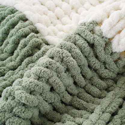 Chunky Chenille Cable Knit Throw Blanket, 350-400gsm Crochet Throw for Sofa, Bed & Couch, Vintage Patchwork