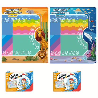 Water Canvas Drawing Mat for Kids Reusable Mess-Free – Magical Paint with Water Art Toy 80x60cm Ocean Animal Designs Screen-Free Creative