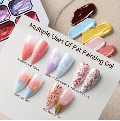 Gel Nail Polish 4-in-1 Nine-Color Palette for Ombre, Stamping, Painting and Powder Nail Art