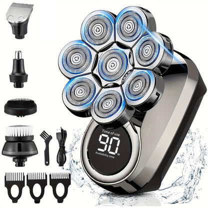 Bald Head Shaver Electric - 5-in-1 Rechargeable Grooming Kit with Type-C Fast Charging for Everyday Face, Beard and Body Grooming