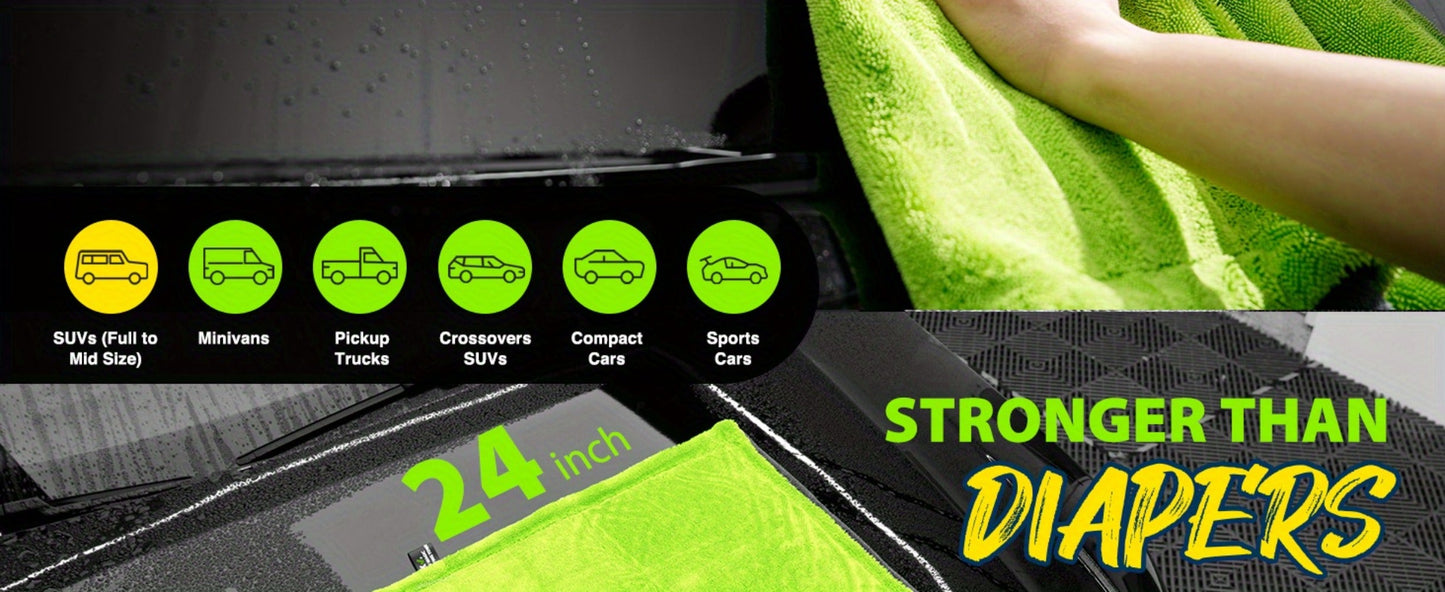 Car Drying Towel in 1400 GSM Microfiber with Two Size Options or Nine-Piece Wash Tool Bundle