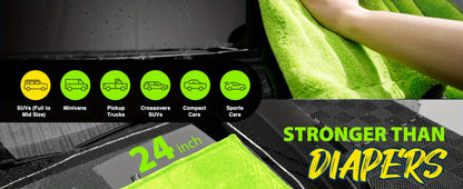 Car Drying Towel in 1400 GSM Microfiber with Two Size Options or Nine-Piece Wash Tool Bundle