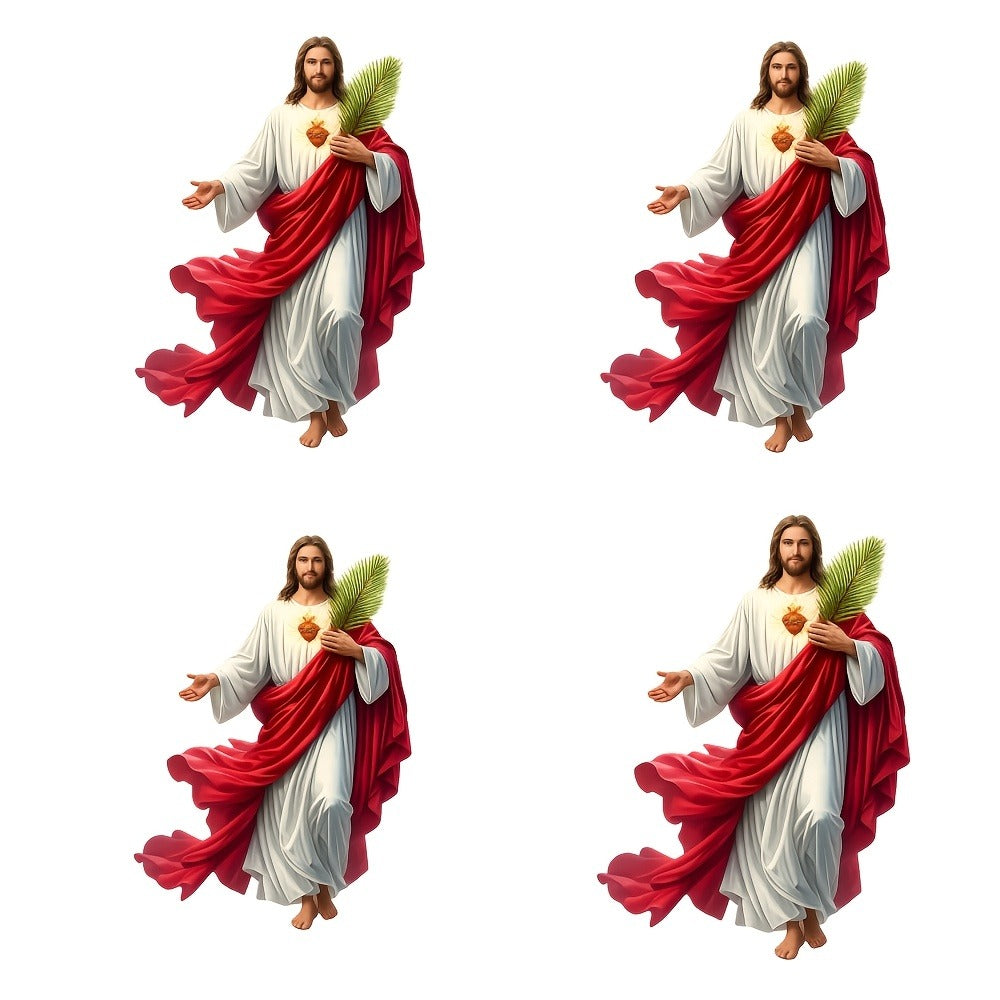 Four-Piece Red-and-White Robe Figure Sticker Set for Vehicle Windows and Other Flat Surfaces