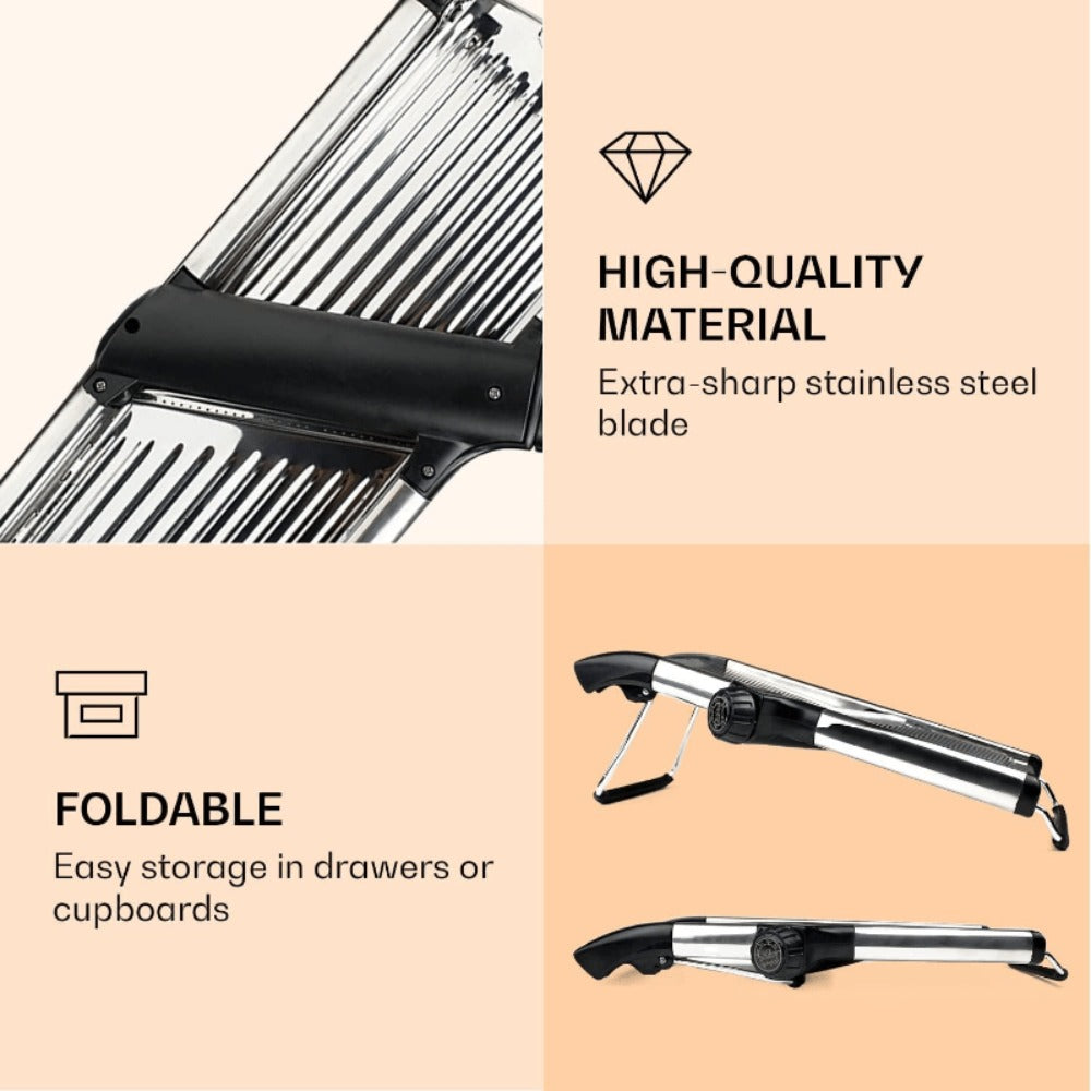 Mandoline Slicer 7-Blade Stainless Steel Vegetable Slicer with Adjustable Thickness & Safety for Home Cooking, Dining and Outdoor Meals