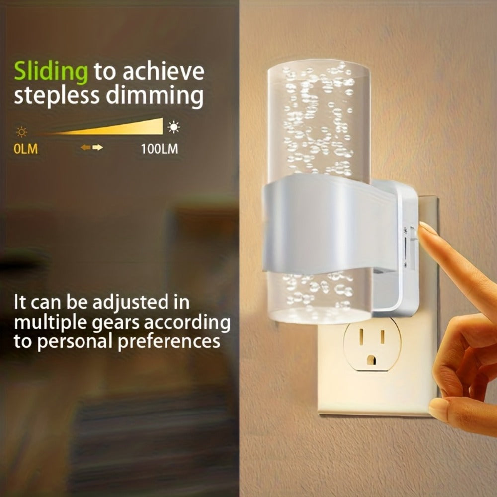 Night Light Plug-In Wall Lamp 2-Pack with 3000K Warm White LED, Touch Dimming and Automatic Light Sensor