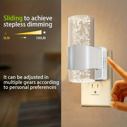 Night Light Plug-In Wall Lamp 2-Pack with 3000K Warm White LED, Touch Dimming and Automatic Light Sensor