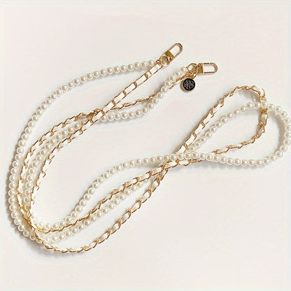 Pearl Double Chain Phone Strap Crossbody Wristband Lanyard for Women Girls with the Listed Color, Size or Set Options for Everyday Carry