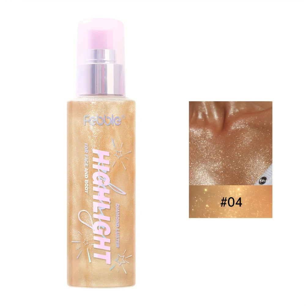 Body Glitter Spray Shimmer Long Lasting Lightweight Non Greasy Luminous Radiant Glow for Body Face Hair Women Festival Party Everyday Wear 4