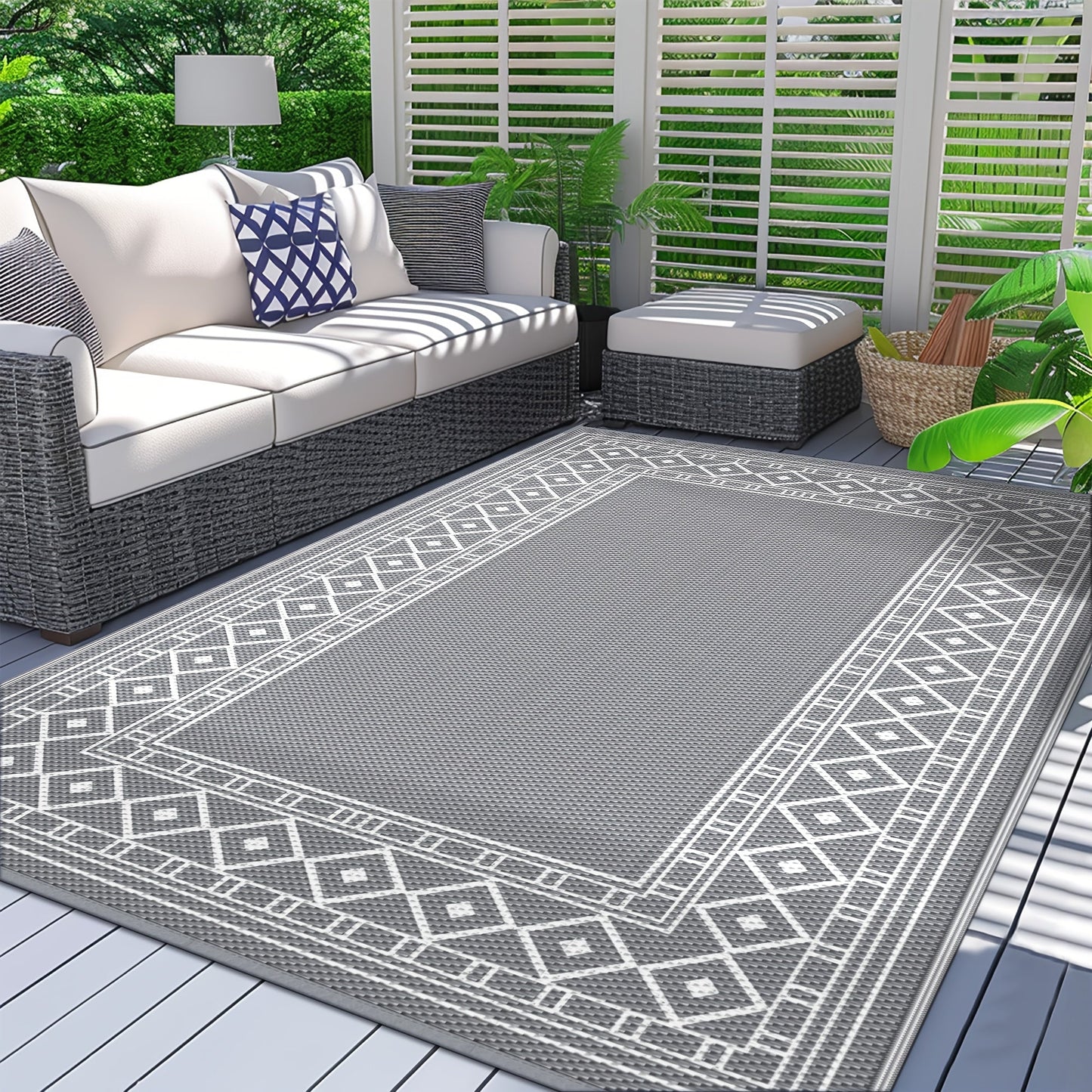 Outdoor Reversible Plastic Straw Rug for Patio Deck RV Camping – Waterproof UV-Resistant Lightweight Mat, Multiple Sizes & Colors