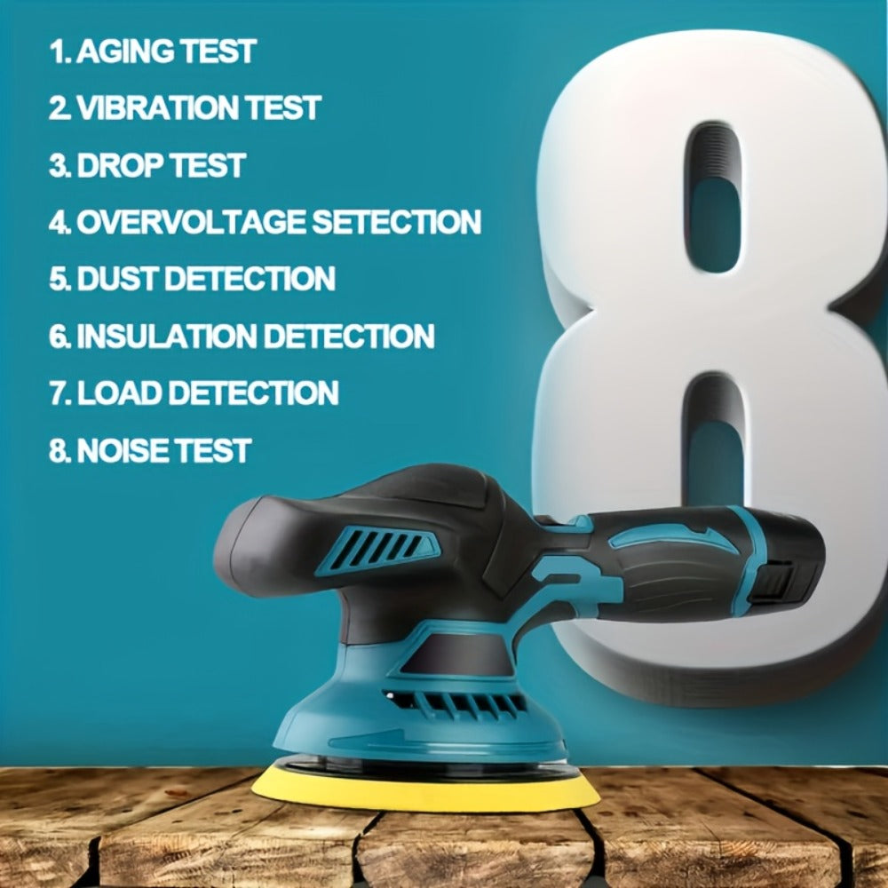 Cordless Car Polisher Buffer Machine – 8-Speed 5000 RPM Orbital Polishing Machine with 6" Pad, Rechargeable Battery & Charger for Car