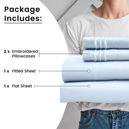 Fitted Sheet Set 6-Piece Brushed Polyester Deep Pocket Bed Sheets 20 Colors Hotel Luxury Bedding with Embroidered Pillowcases
