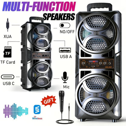 RGB Dual Speaker Portable Bluetooth Stereo Sound System with Subwoofer, Ambient Lighting, Two Speaker Sizes