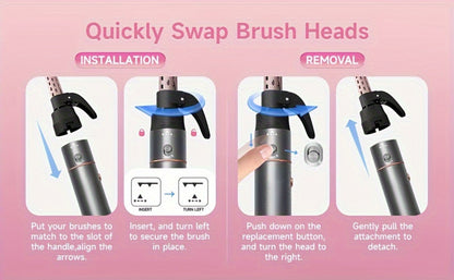 5-in-1 Hot Air Styling Comb Set Negative Ion Hair Dryer Brush with 5 Interchangeable Heads, for Home, Travel and Salon Hair Styling