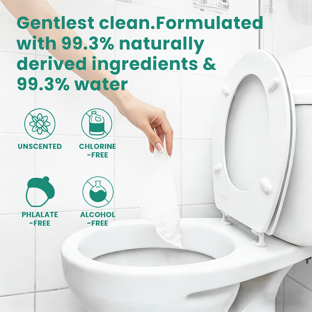 Flushable Wet Wipes Adult XL Unscented No Alcohol Septic Safe Toilet Wipes Portable Family Size for Bathroom Outdoor Camping Travel Hygiene