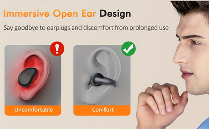 Menzluio Bone Conduction Headphones 48H Playtime HiFi Stereo Active Call Noise for Bedside Audio, Alarms and Room Entertainment