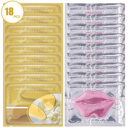 Hyaluronic Acid Eye & Lip Mask Patches, Overnight Sleeping Mask Set for Deep Moisture, Anti-Dry, Plumping & Smoothing
