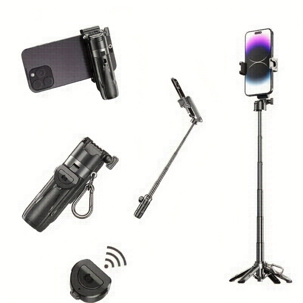 One-Click Release Selfie Stick Tripod 16 Inch Extendable with Wireless Bluetooth Remote & 360° Rotating Bracket