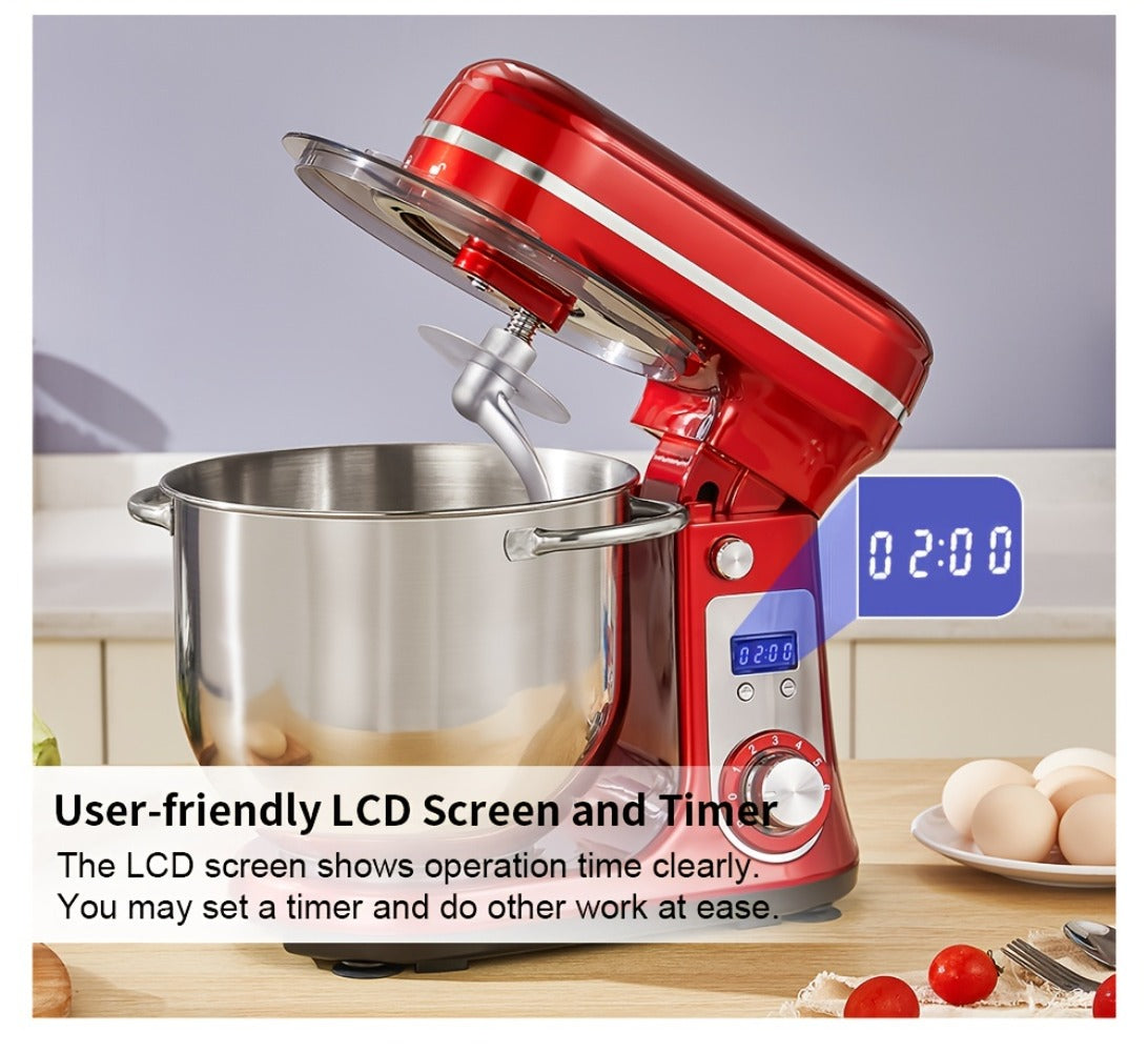 Stand Mixer 1200W 6L Stainless Steel Bowl - Kitchen Food Stand Mixer with Dough Hook, Whisk & Beater