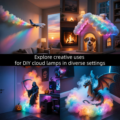 Cloud Night Light 3D RGB, DIY Thunder Cloud Lamp with Music Sync & Color Changing LED, USB Powered